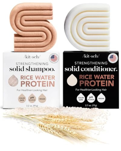 Kitsch Rice Water Protein Solid Shampoo and Conditioner Set for Hair Growth – Strengthening Hair Care Duo w/Rice Protein & Vitamins for Damage Repair – Paraben, Sulfate & Silicone Free, Made in USA | Amazon (US)