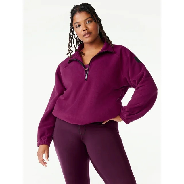 Love & Sports Women's Quarter Zip Fleece Pullover, Sizes XS-XXXL | Walmart (US)
