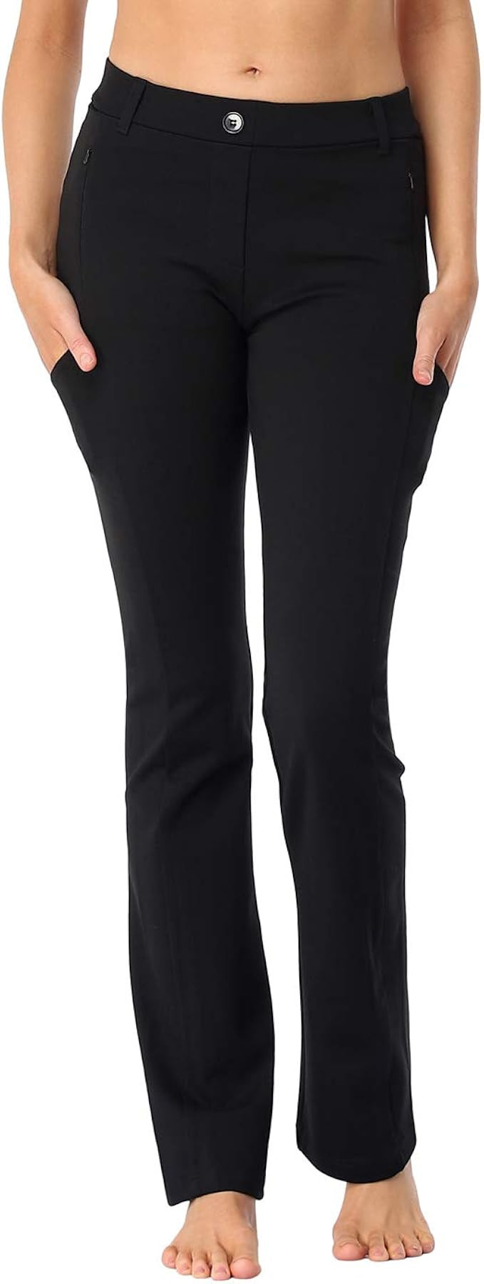 HDE Yoga Dress Pants for Women Straight Leg Pull On Pants with 8 Pockets | Amazon (US)