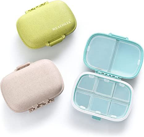 3 Pack 8 Compartments Travel Pill Organizer Moisture Proof Small Pill Box for Pocket Purse Daily ... | Amazon (US)