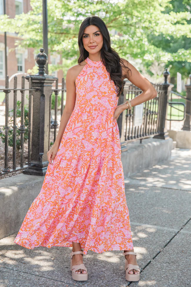 Looking For More Multi Halter Neck Midi Dress | Pink Lily