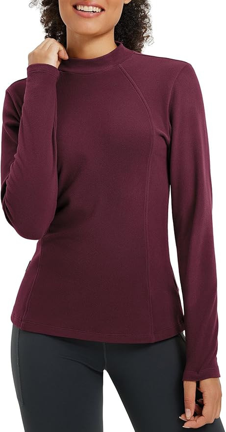 baleaf Women's Thermal Tops Winter Long Sleeve Shirts Warm Base Layer Running Gear Mock Neck Clot... | Amazon (US)