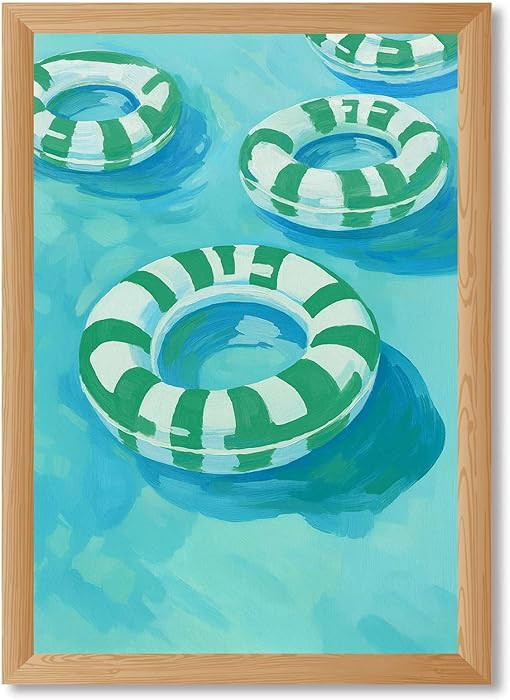 Framed Green Striped Pool Float Poster Canvas Print Art Modern Wall Art Painting PicturesTrendy A... | Amazon (US)
