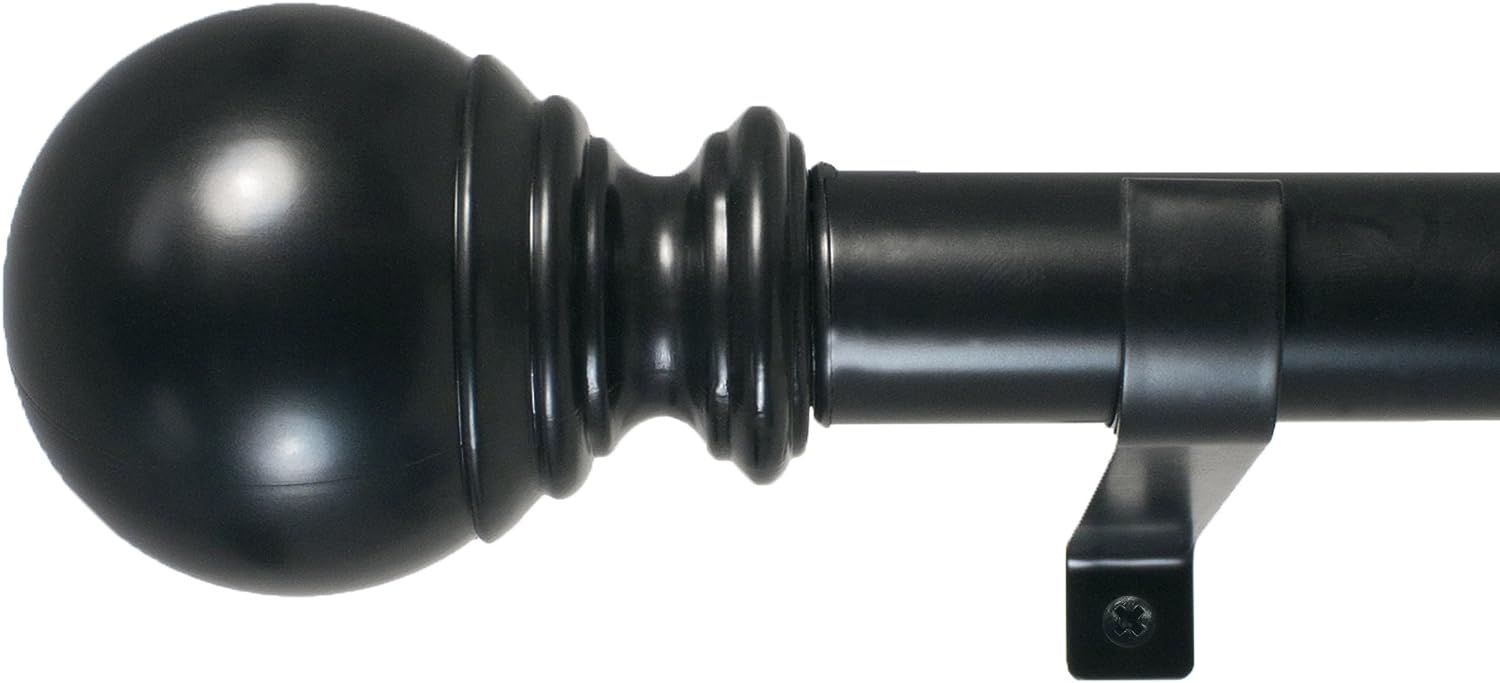 Decopolitan Ball Single Telescoping Drapery Rod Set, Long, Black | Amazon (US)