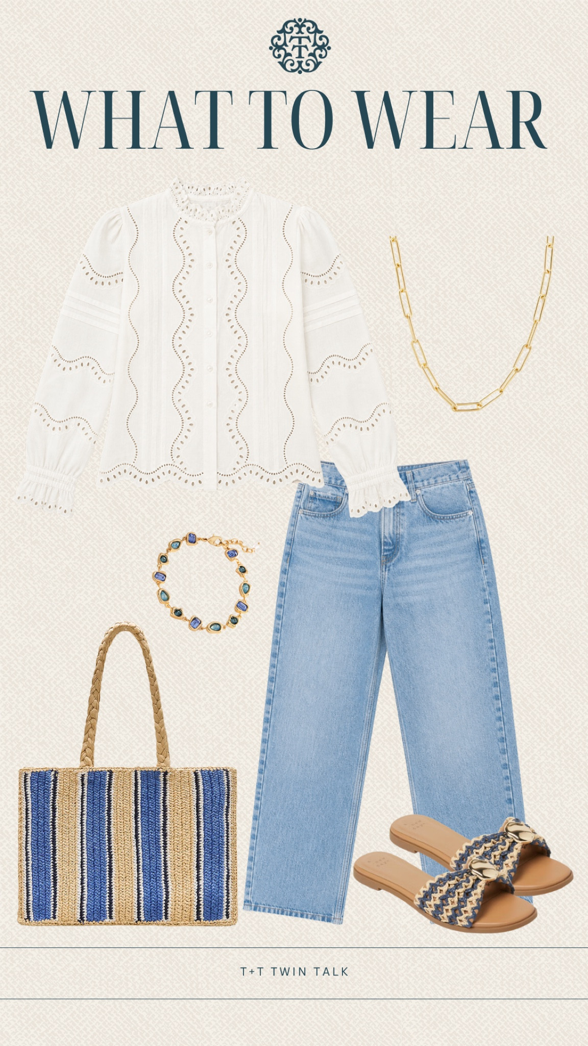 We styled these pieces together for a classic look for spring and summer days. The crisp white top paired with light wash denim and the striped J.Crew bag gives it a fresh coastal feel, finished with fun Target sandals. Perfect for a casual lunch, running errands, or a relaxed day out.

#LTKOver40 #LTKSeasonal #LTKMidsize