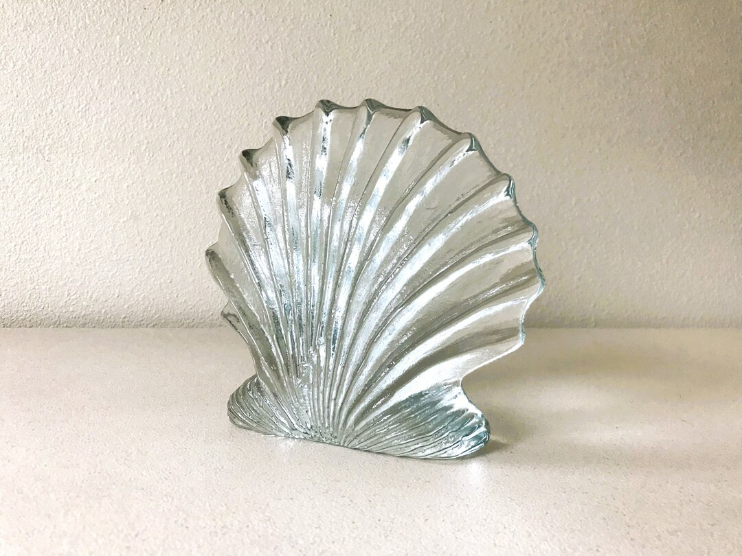Vintage Glass Blenko Shell Scallop Clamshell Bookend - Etsy | Etsy (US)