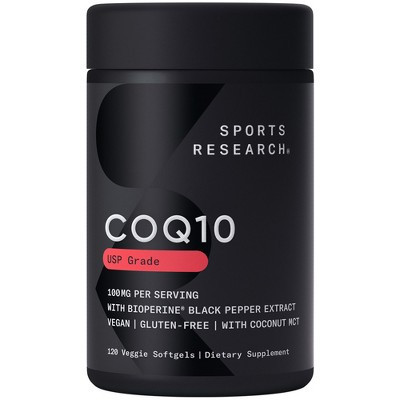 Sports Research CoQ10, USP Grade with BioPerine, 100 mg, 120 Veggie Softgels | Target