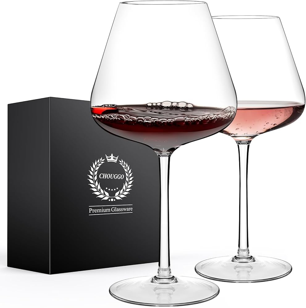 Chouggo Super Large 28Oz Wine Glasses Set of 2, Hand Blown Crystal Red Wine or White Wine Burgund... | Amazon (US)