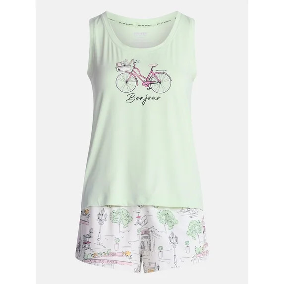 Joyspun Women's Tank Top and Shorts Pajama Set, 2-Piece, Sizes XS-3X | Walmart (US)