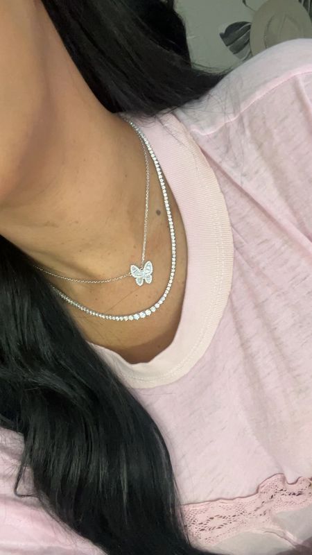 Diamond butterfly and tennis necklace are from happy jewelers! 

#LTKstyletip