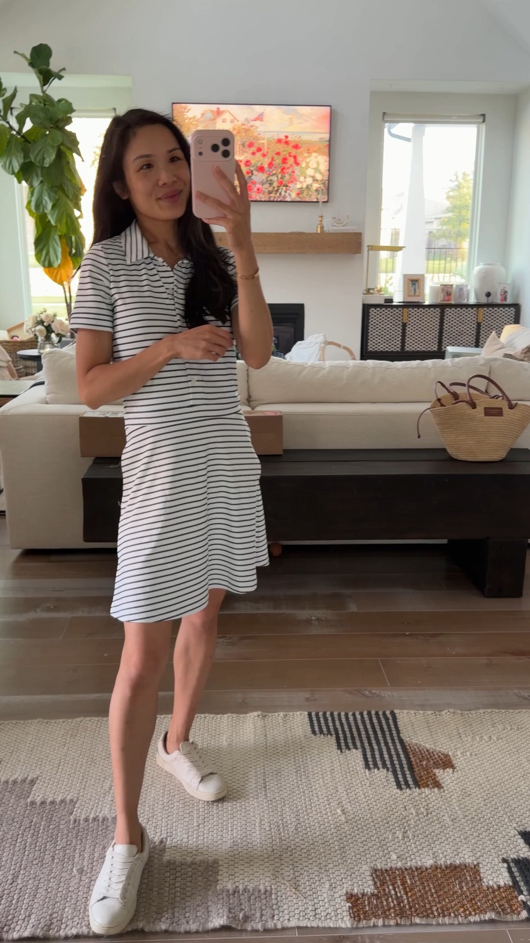 Striped green dress perfect for golf. Breastfeeding friendly because of the button-front that goes low. Wearing size XS and it fits true to size.

#LTKPetite #LTKgrwm #LTKmomlife