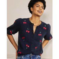 Embroidered Fluffy Cardigan Navy, Cherry Women Boden, Navy, Cherry | Boden (UK & IE)