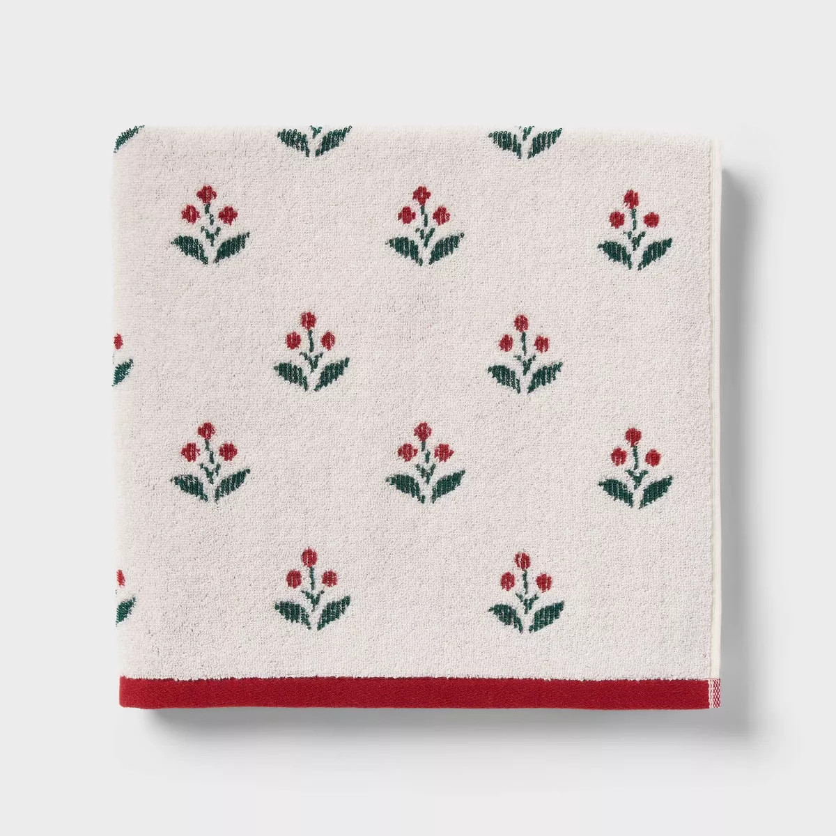 Holly Christmas Bath Towel Ivory - Threshold\u2122 | Target