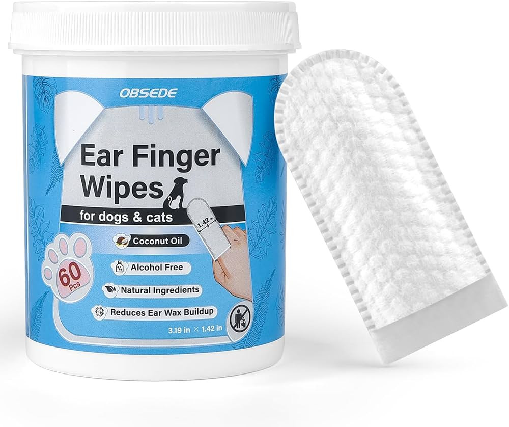 OBSEDE Dog & Cat Ear Wipes, 60 Count Finger Pads for Cleaning & Itch Relief | Amazon (US)
