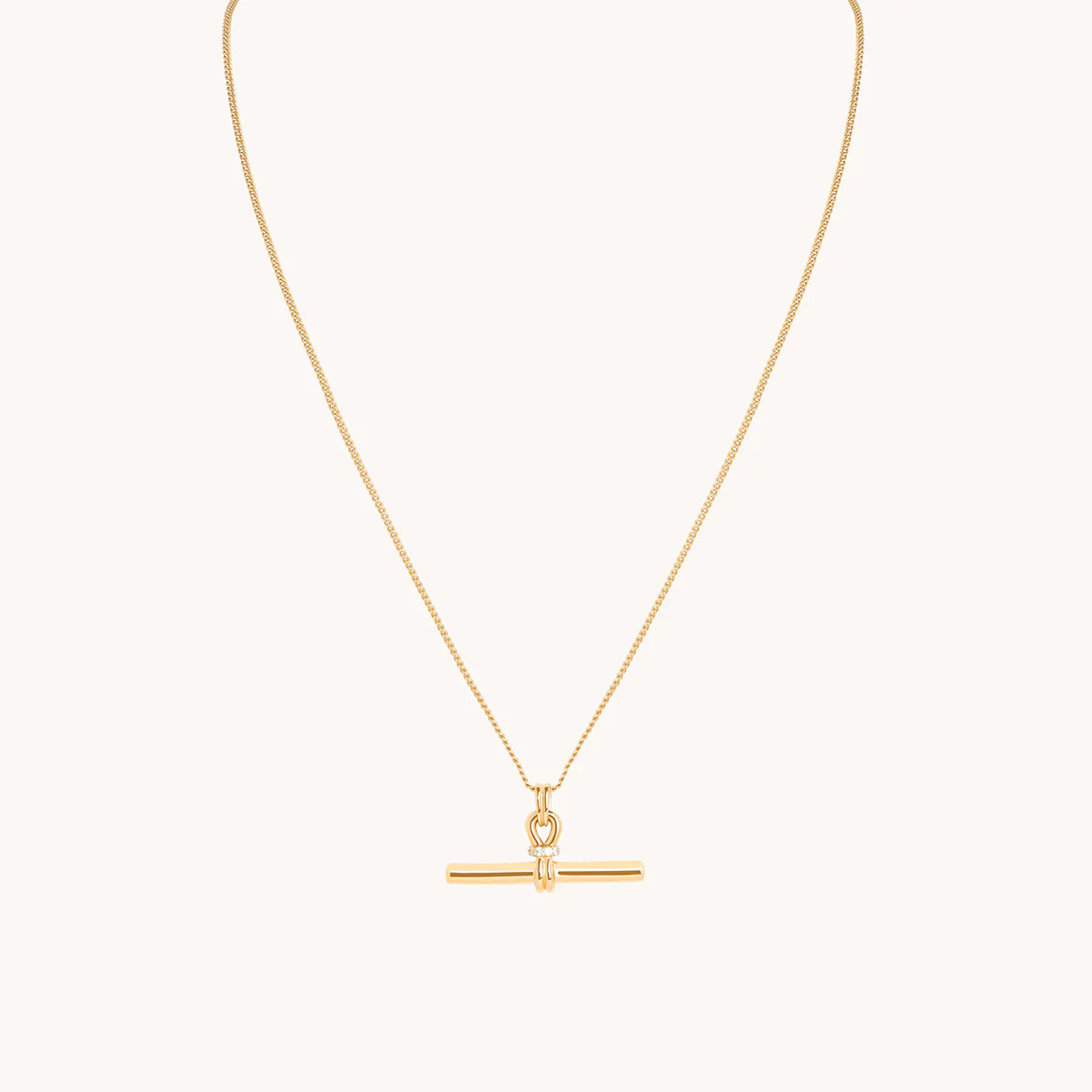 Hardware T-Bar Pendant Necklace in Gold | Astrid & Miyu UK
