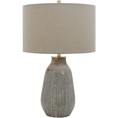 Uttermost Collection Rustic Table Lamp 25 1/2" High Brown Gray Ceramic Off White Drum Shade for Bedroom Living Room Nightstand | Target