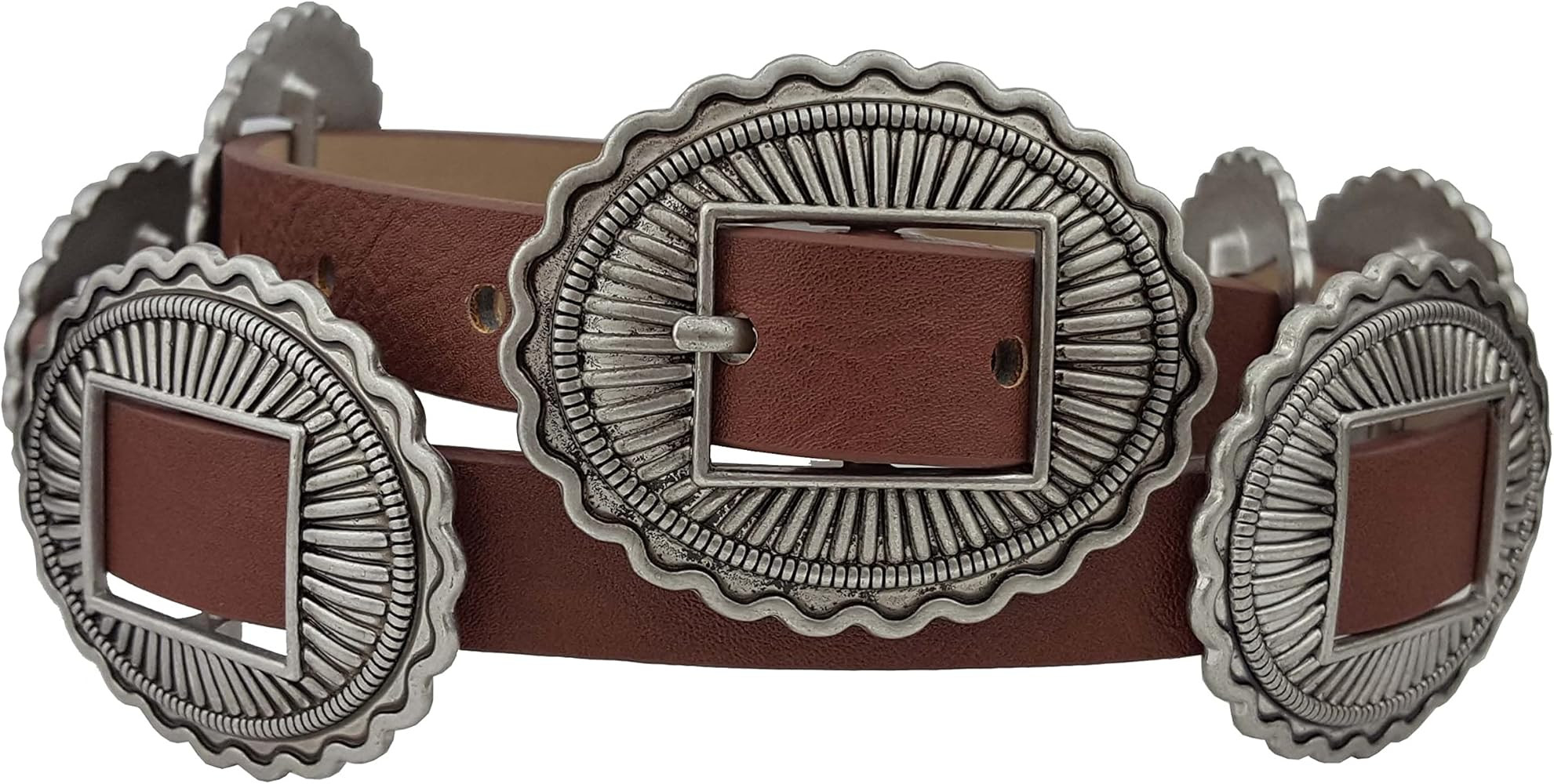 Western Buckle with conchos in Non-Animal Leatherette Belt | Amazon (US)