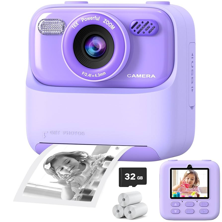Kids Instant Digital Cameras for Boys and Girls, 1080P HD Dual-Lens Selfie Digital Camera with Pr... | Amazon (US)