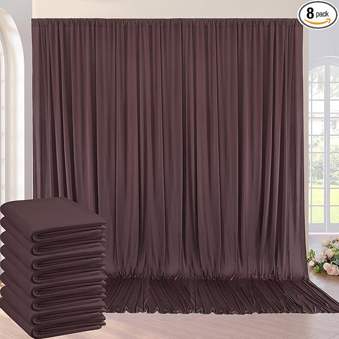 40ft×10ft Wrinkle Free Brown Backdrop Curtain for Parties, 8 Panels 5×10ft Soft Silky Polyester... | Amazon (US)