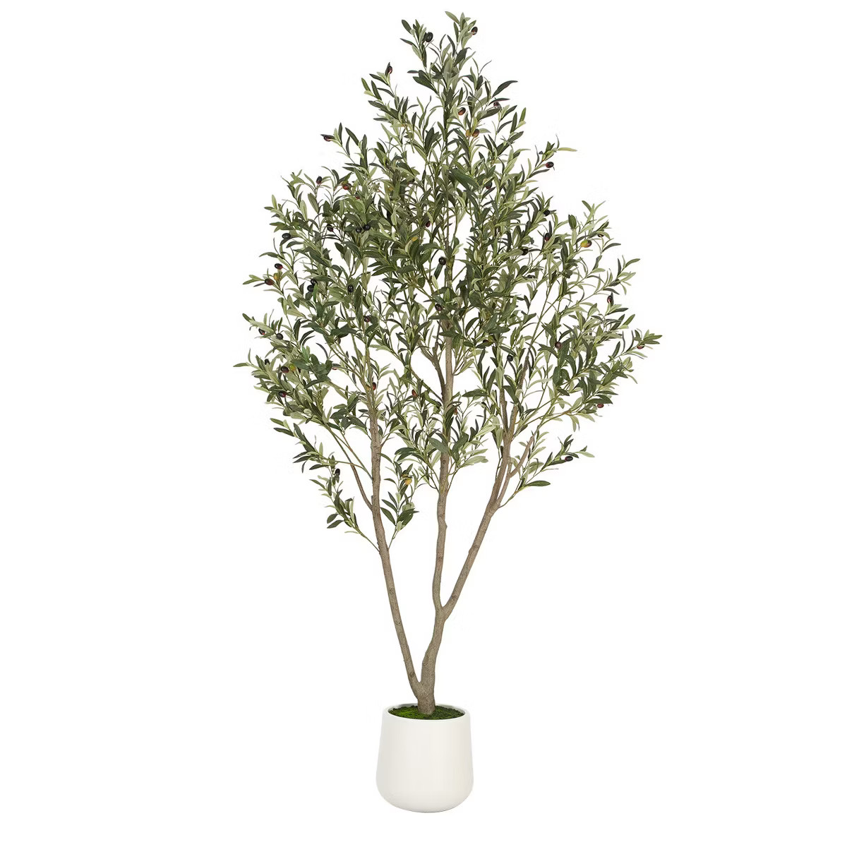 Romswi Faux Olive Tree with Oval White Planter, 7 FT Tall Faux Olive Trees, with Natural Wood Tru... | Target