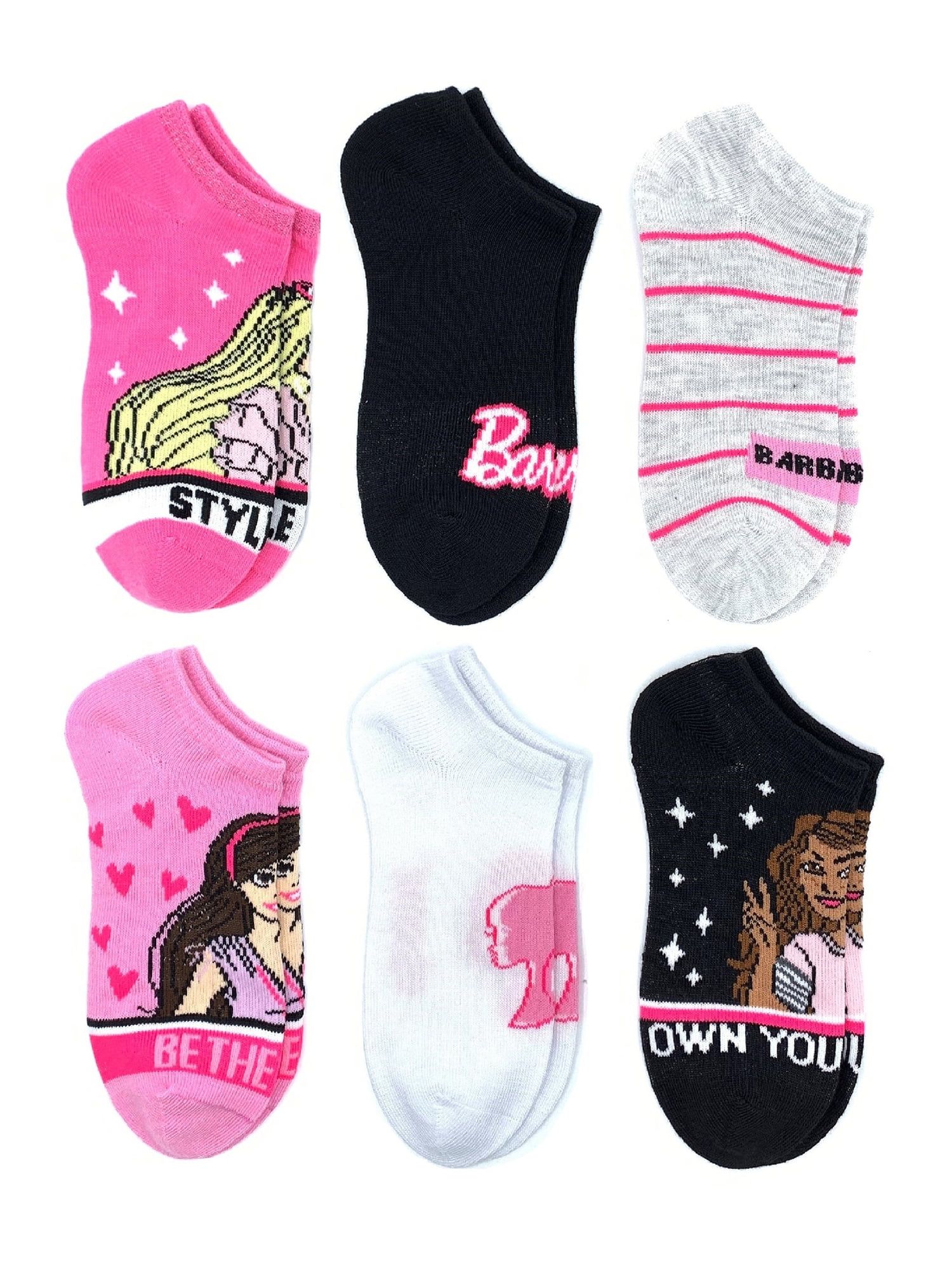 Barbie Girls No-Show Socks, 6-Pack, Sizes S-L | Walmart (US)