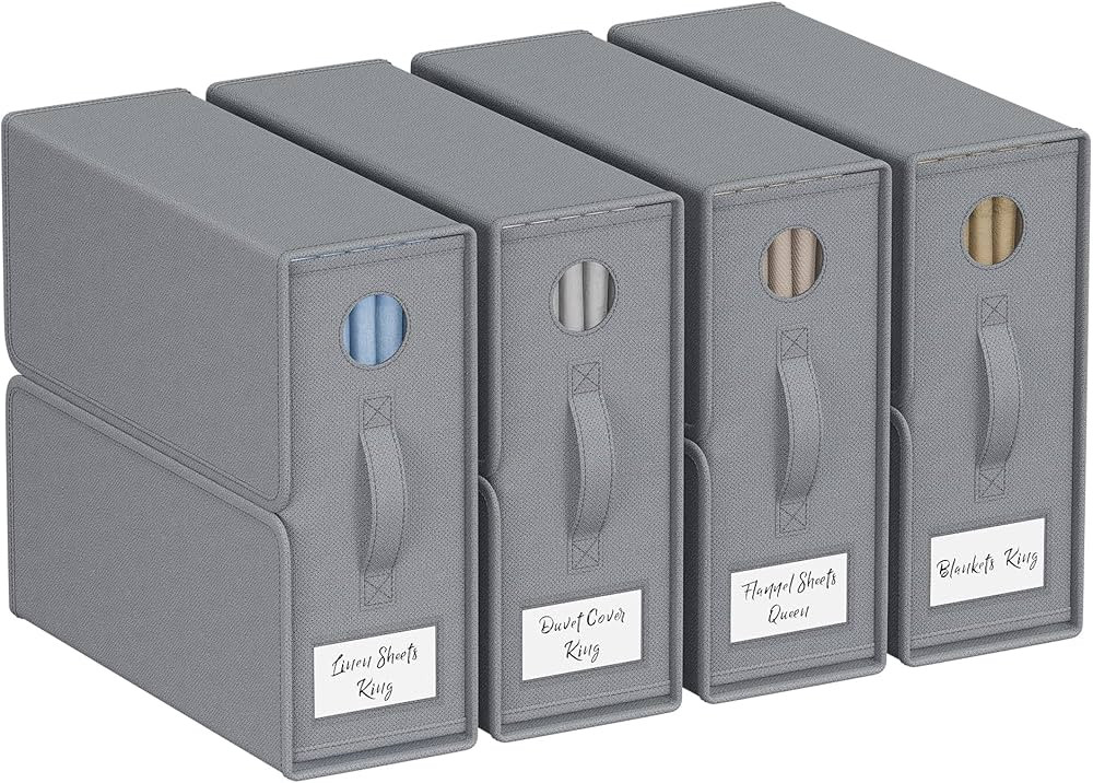 TRZZ Sheet Organizers and Storage, 4-Pack, Queen/King Size (Grey), Foldable Sheet Set Organizer, ... | Amazon (US)