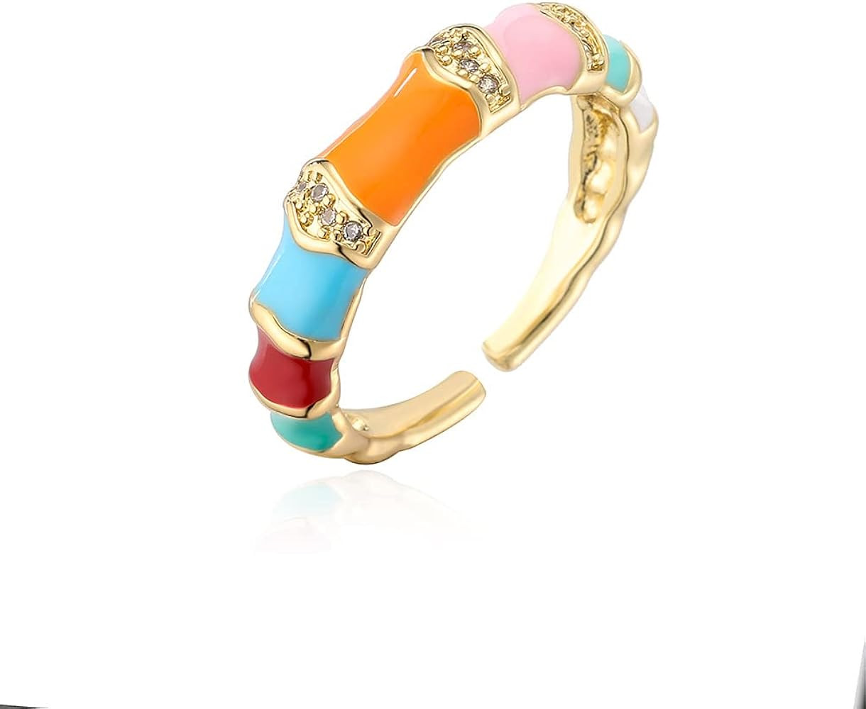 18k Gold Plated Ring Adjustable Handmade Stackable Exaggertad Rings Stackable Gold Rings for Wome... | Amazon (US)