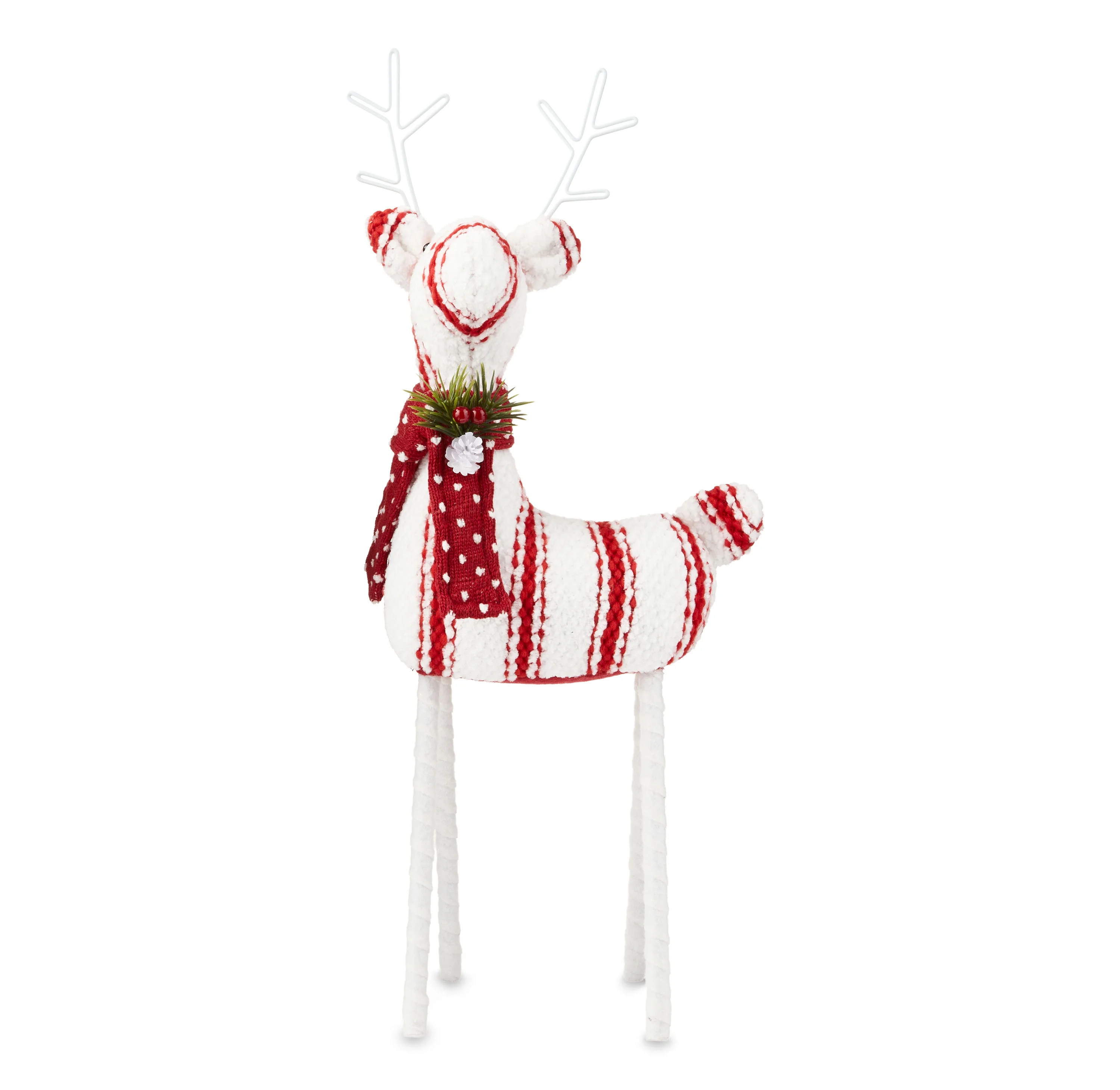Red and White Fabric Deer Christmas Tabletop Decoration, 18 in, by Holiday Time | Walmart (US)