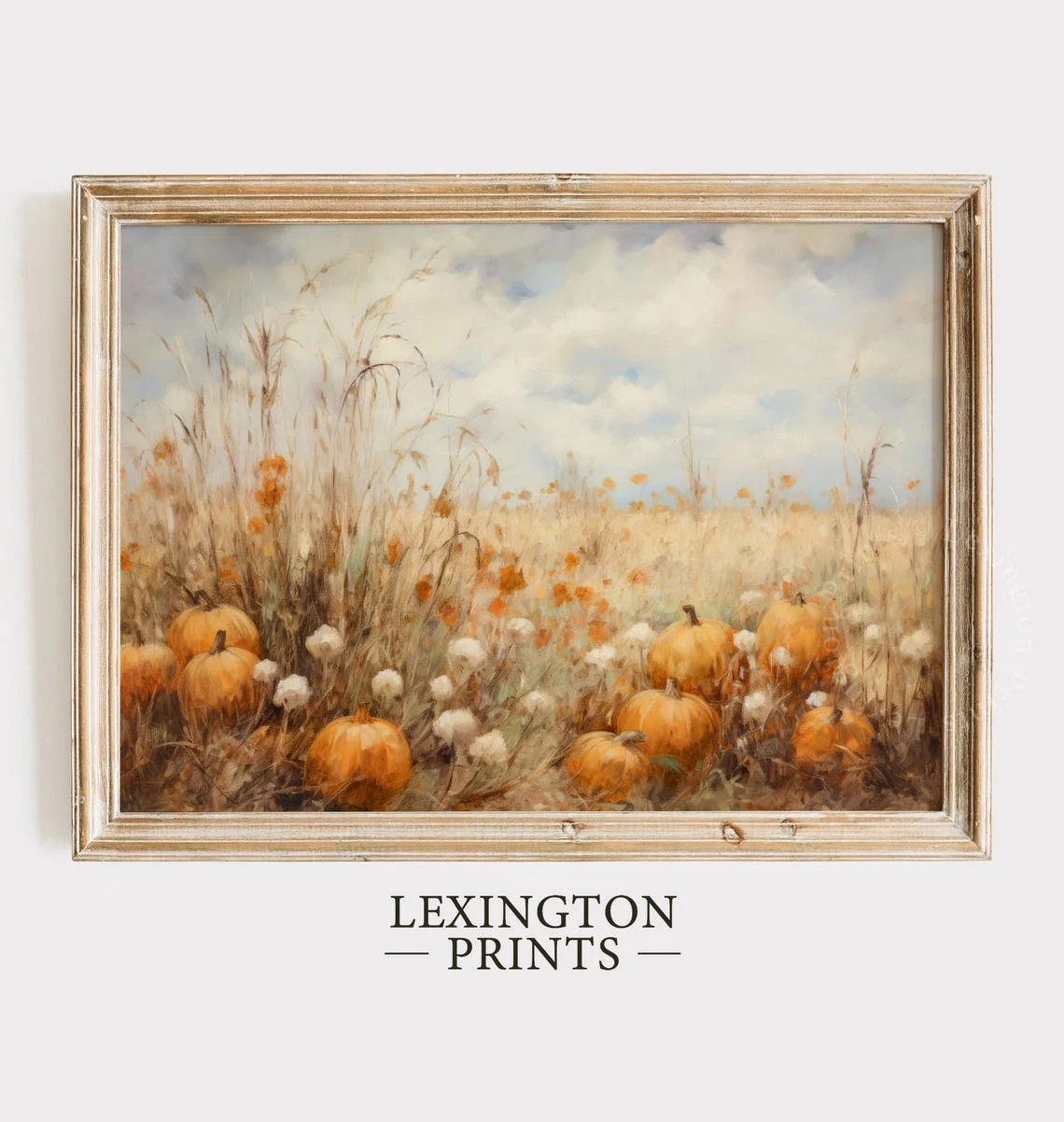 Fall Wildflower Field Landscape Painting, Fall Pumpkin Decor Vintage Fall Print Rustic Home Decor... | Walmart (US)
