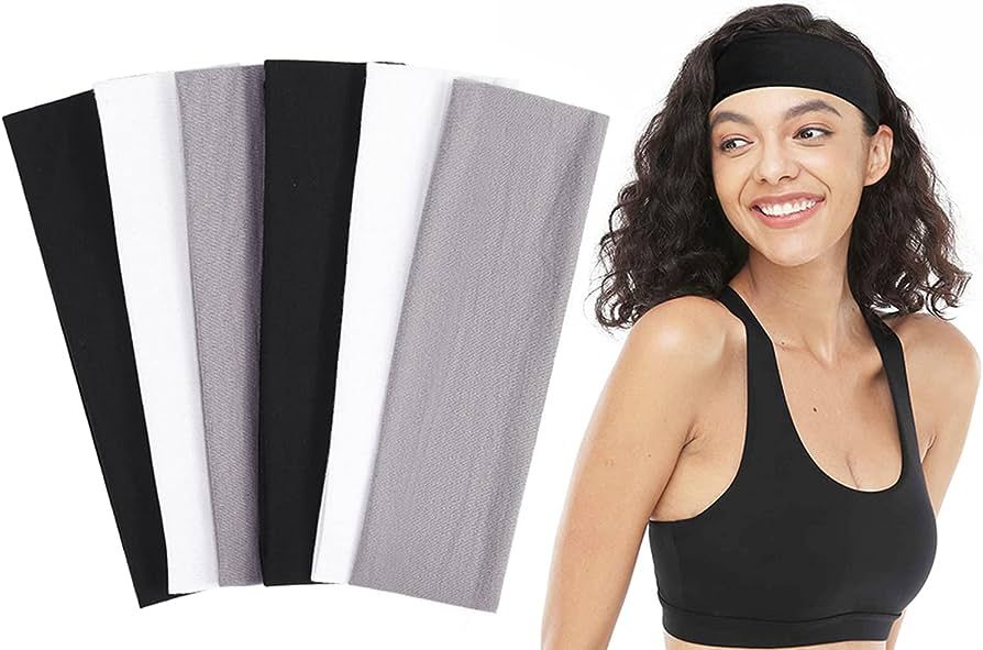 Cloth Headbands for Women Thin Non Slip Stretch Sweat Hairbands Workout Headband Soft Fabric Hair... | Amazon (US)