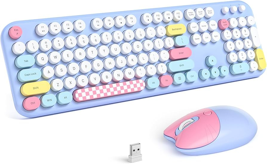 MOFII Wireless Keyboard and Mouse Combo - 2.4GHz Full-Size Retro Typewriter Keyboard with Round K... | Amazon (US)