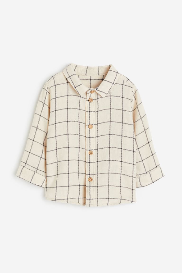 Cotton Shirt - Light beige/checked - Kids | H&M US | H&M (US + CA)