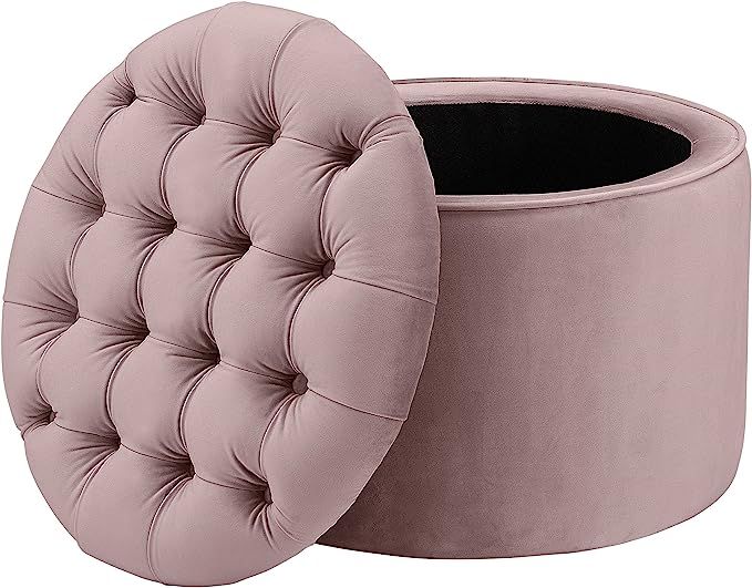 TOV Furniture Queen Velvet Storage Ottoman, Blush | Amazon (US)