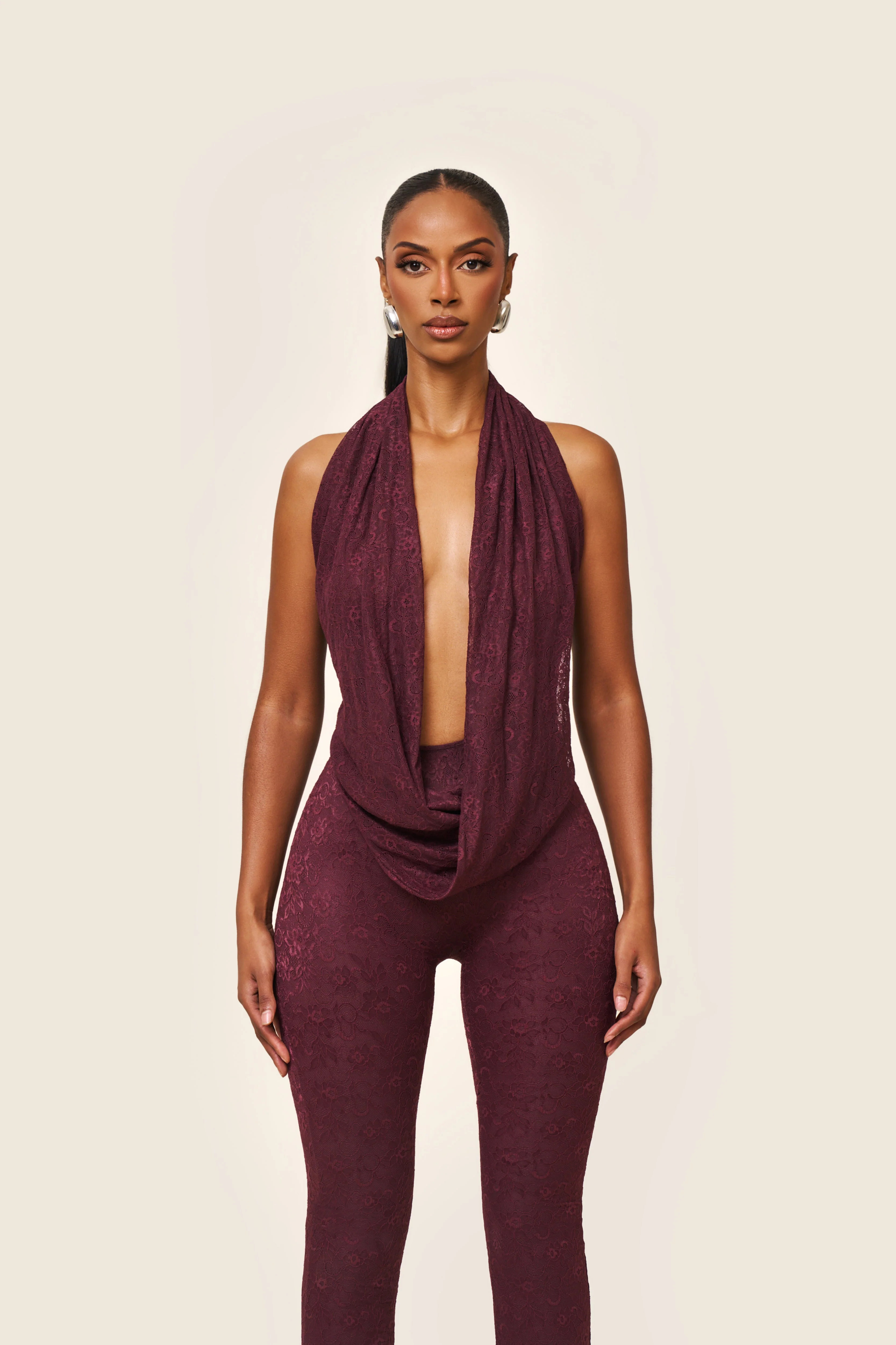 Leia Top in Plum Lace | Mars The Label