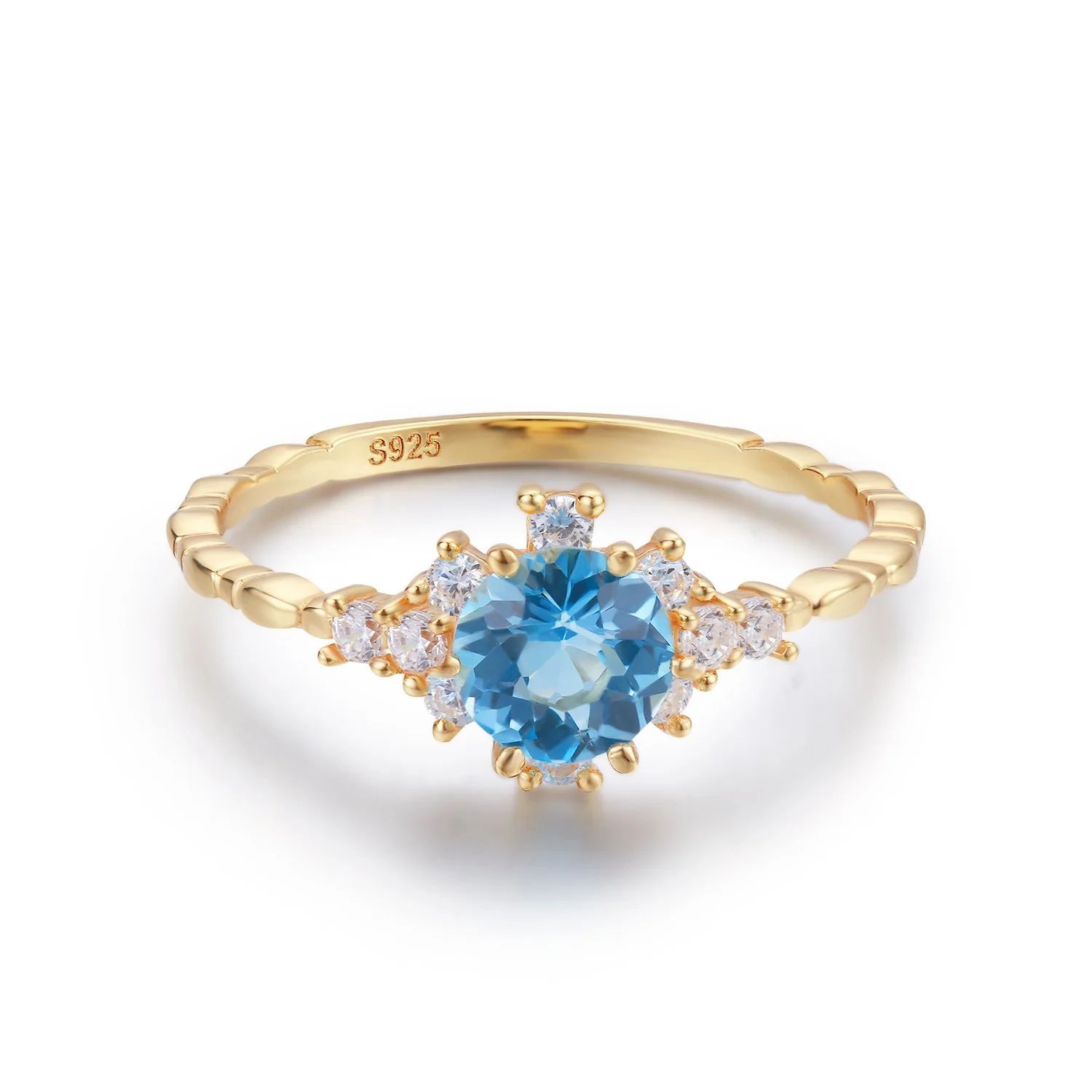 Clarity Blue Topaz Ring 10K Solid Yellow Gold | Azura New York