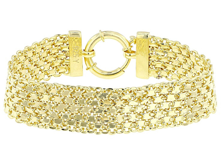 18k Yellow Gold Over Sterling Silver Multi-Row Bismark Link Bracelet - DOM887B | JTV Jewelry