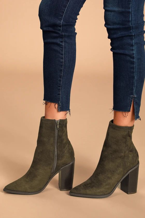 Essex Olive Suede Mid-Calf Booties | Lulus (US)