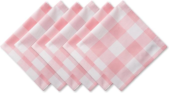 DII Buffalo Check Collection Classic Tabletop, Napkin Set, 20x20, Pink & White 6 Count | Amazon (US)