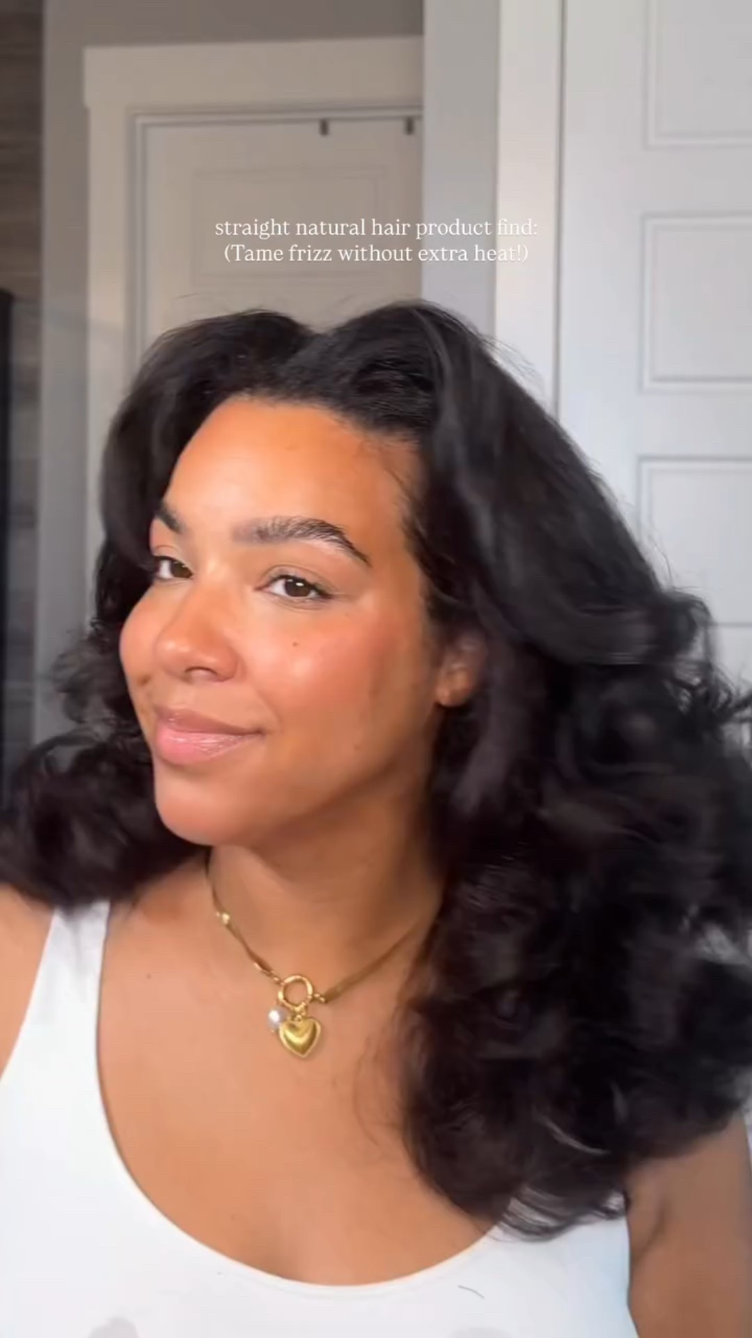 Being a straight natural means finding new tricks to keep my hair looking and feeling good without adding extra heat is ALWAYS an open tab in my brain! 

I’m constantly testing out new products and this one has been in my hair cabinet for over a year and I keep reaching for it. It feels like a serum and you only need to add a pea-size to large sections of your ends/frizzy areas before rolling or putting your hair up at night. It works every time!!