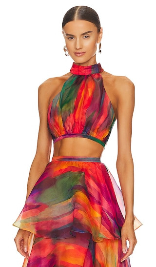 Faari Crop Top in Aquarelle Print | Revolve Clothing (Global)