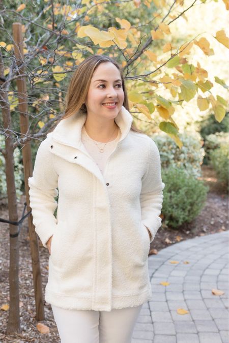 Winter whites. Boucle coat and cashmere crew neck from Lands’ End  

#LTKCyberWeek #LTKGiftGuide #LTKHoliday