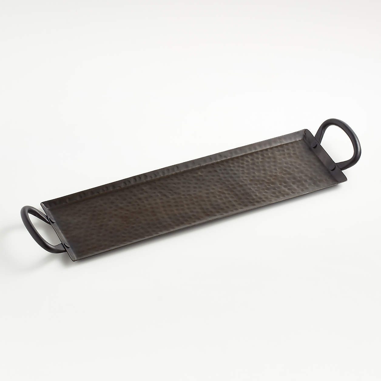 Feast Rectangular Hammered Iron Serving Platter with Handles + Reviews | Crate & Barrel | Crate & Barrel