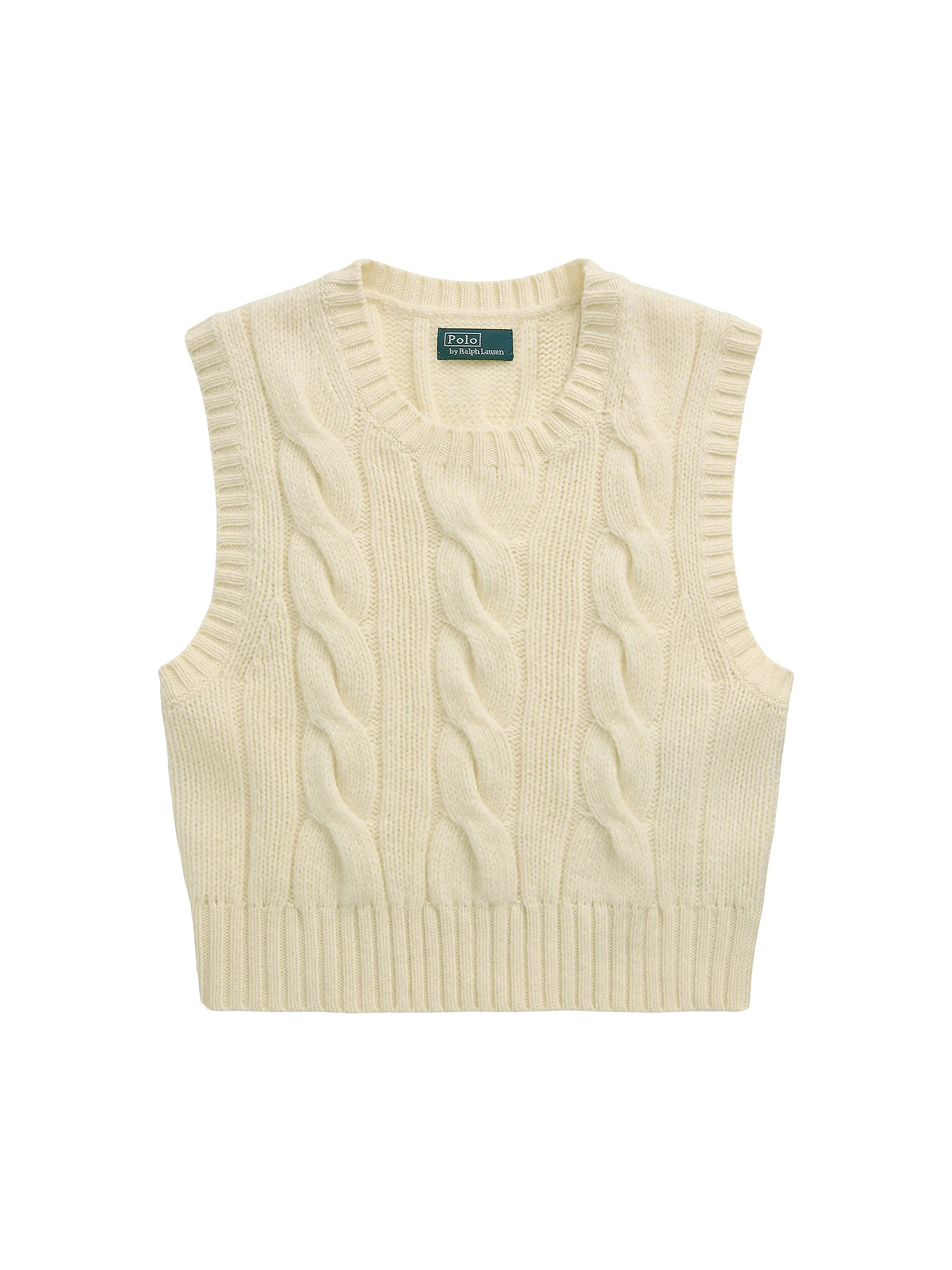 Polo Ralph LaurenWool-Cashmere Cable-Knit Crop Sweater | Saks Fifth Avenue