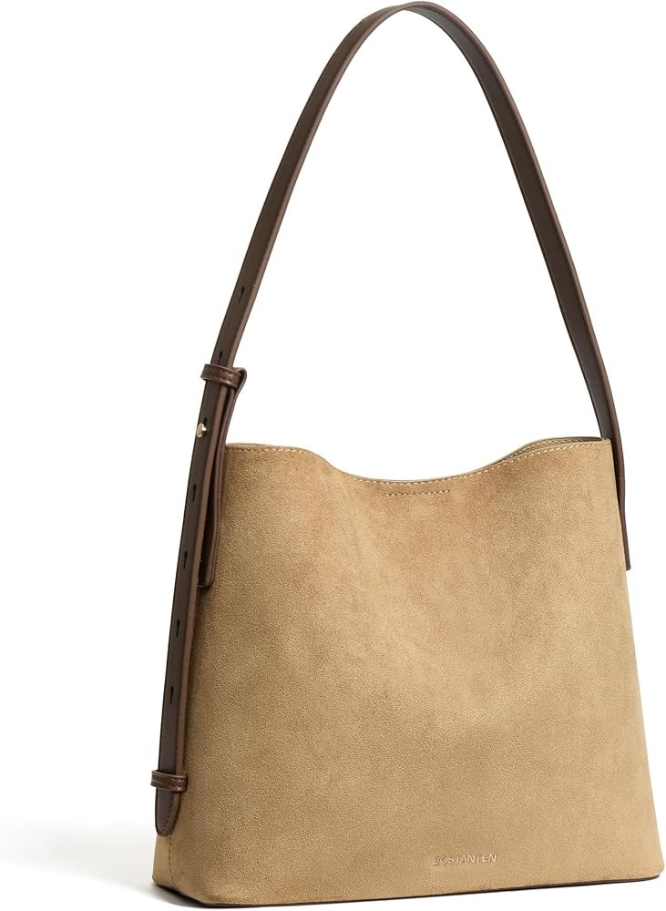 BOSTANTEN Suede Bucket Bag for Women, Hobo Purse with Adjustable Strap | Amazon (US)