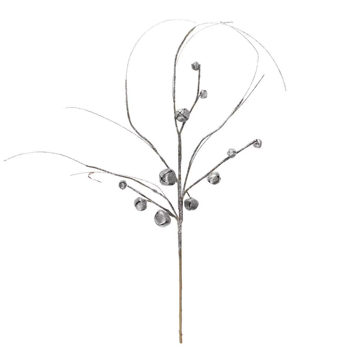 Melrose 35" Brown and Silver Glitter Winter Sleigh Bell Christmas Spray | Target