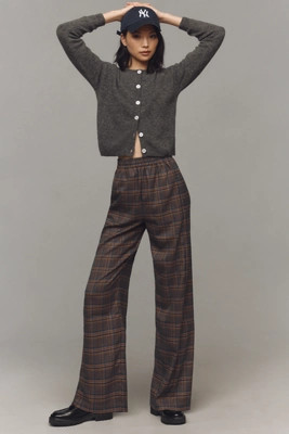 Corey Lynn Calter Plaid Pull-On Trousers | Anthropologie (US)
