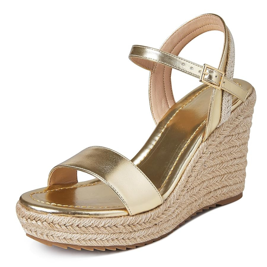 mikarka Women's Espadrille Wedge Sandals: Ankle Strap Platform Open Toe Wedges - Stylish High Hee... | Amazon (US)