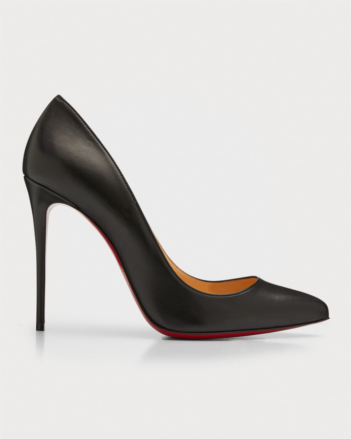 Pigalle Follies Leather 100mm Red Sole High-Heel Pumps, Black | Neiman Marcus