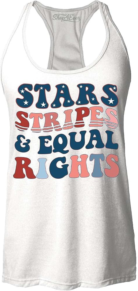 Stars Stripes and Equal Rights 4th of July Women's Racerback Tank Top Slim Fit | Amazon (US)
