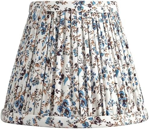 Nelle Cream and Blue Floral Cottage Core Pleated Shade 3.5x6x5 (Clip-On) - Springcrest | Amazon (US)